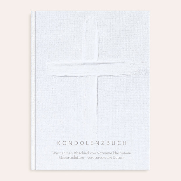 Kondolenzbuch - Schlichtes weißes Kreuz