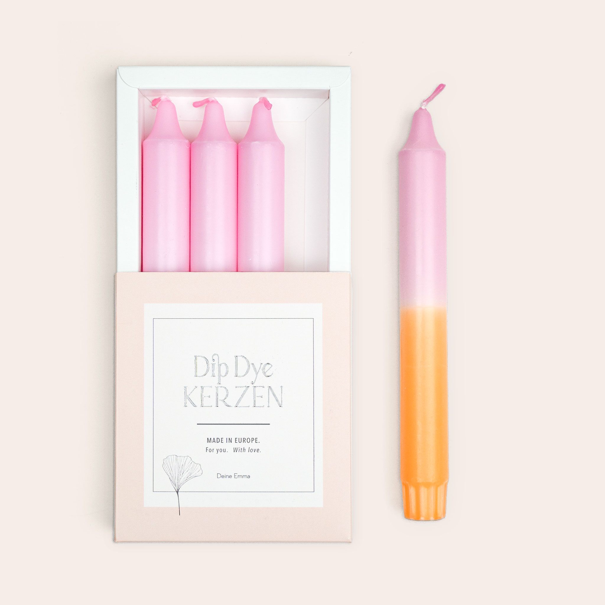 Geschenke zum Richtfest - DipDye Kerzen-Set personalisierbar
