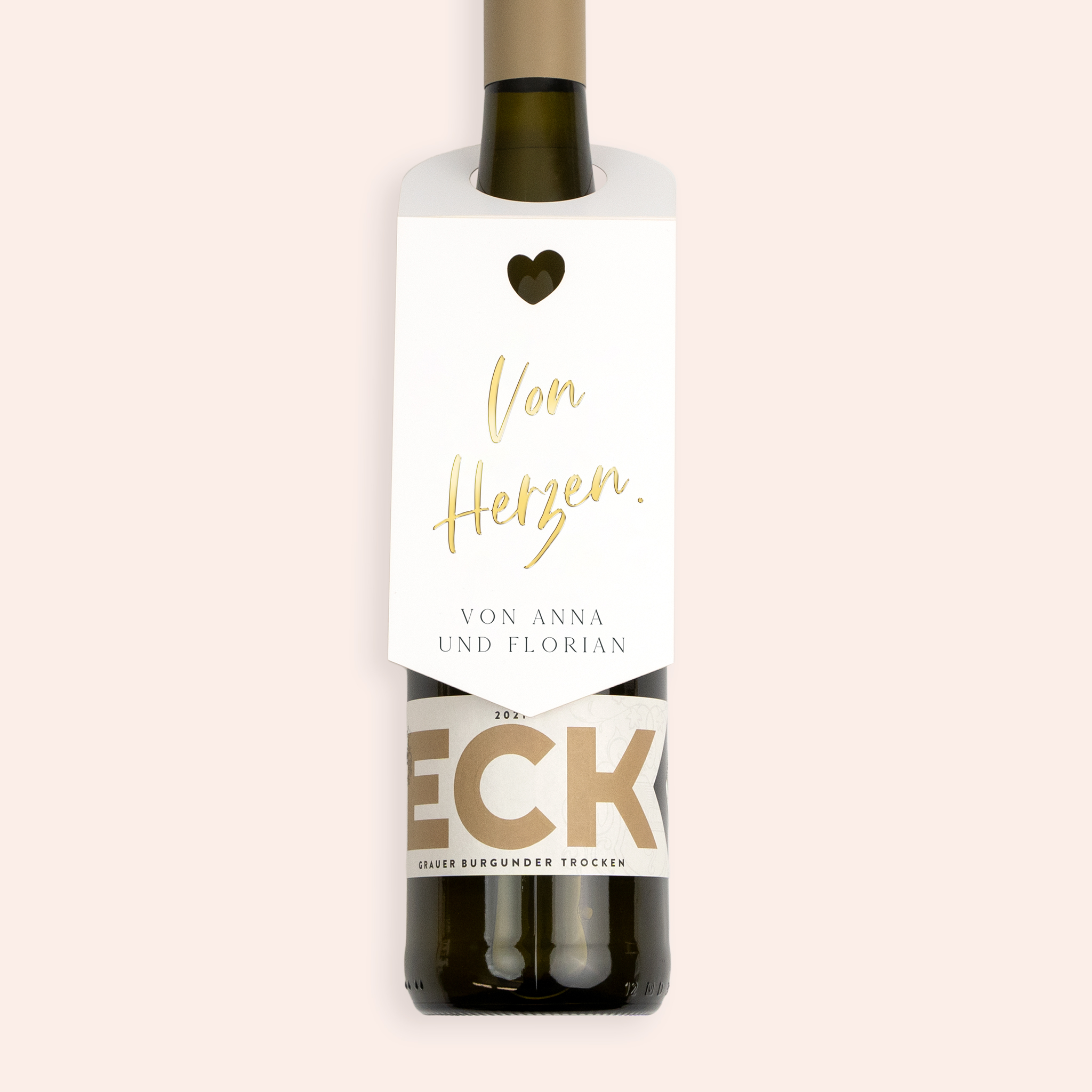 Geschenke zur Verlobung - Grauburgunder mit Weinanhänger