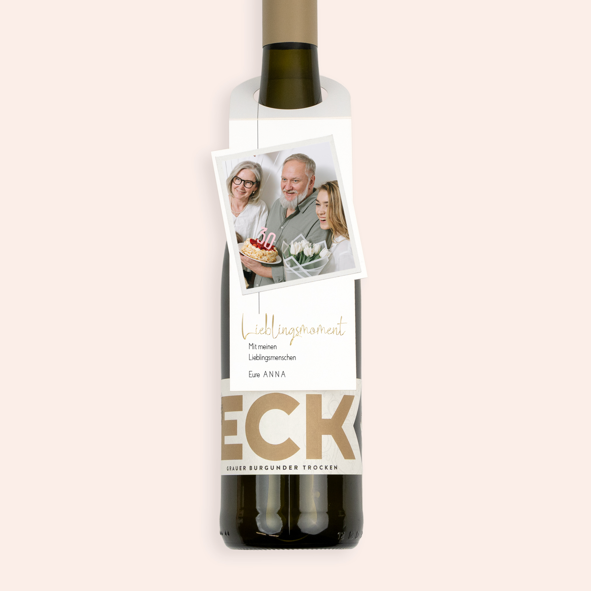 Geschenke für Eltern - Grauburgunder mit Weinanhänger