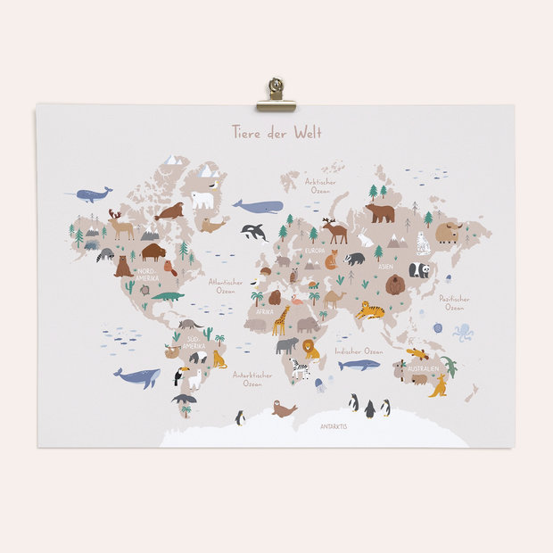 Geschenke Ostern Mädchen - Wandbild Tiere aller Kontinente